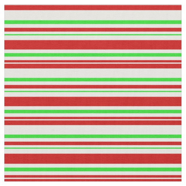 Fun Red, White, Green Coloured Christmas-Inspired Fabric (Close Up)
