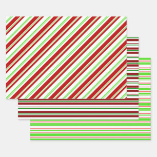 Fun Red, White, Green Coloured Christmas-Inspired Wrapping Paper Sheet