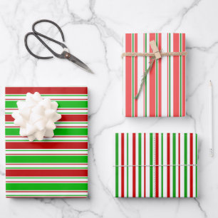 Fun Red, White, Green Coloured Christmas-Inspired Wrapping Paper Sheet