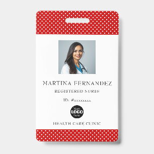 Fun Red White Logo Medical Nurse ID Badge