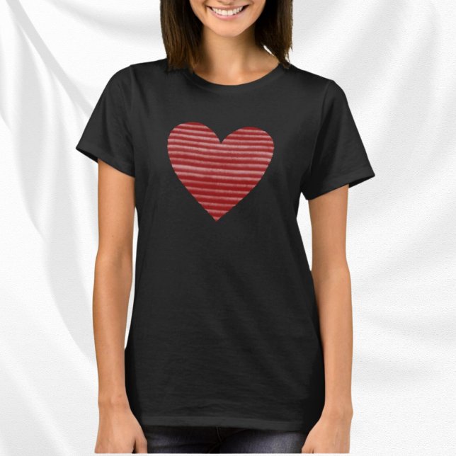 Fun Red & White Striped Heart T-Shirt (Creator Uploaded)