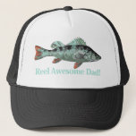 Fun Reel Awesome Dad Fishing Perch Trucker Hat<br><div class="desc">Fun Reel Awesome Dad Fishing saying with  Perch</div>