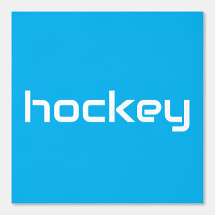 Fun Refined White Sleek HOCKEY Text Azure Blue Wallpaper