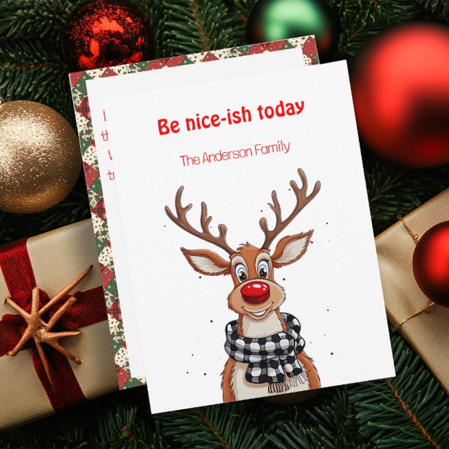Fun reindeer Rudolph christmas wishes Postcard (Creator Uploaded)