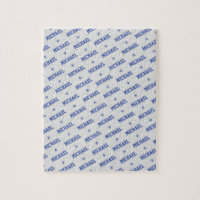 Fun Repeating Name with Stars Blue & Grey