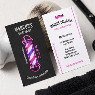 Fun Reto Neon Men Barber Shop Pole Hair Stylist Business Card