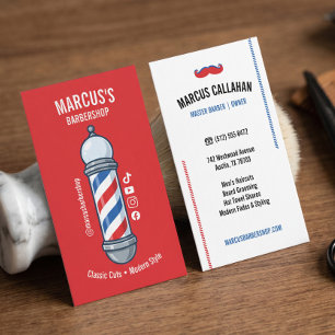 Fun Reto Vintage Men Barbershop Pole Hair Stylist Business Card