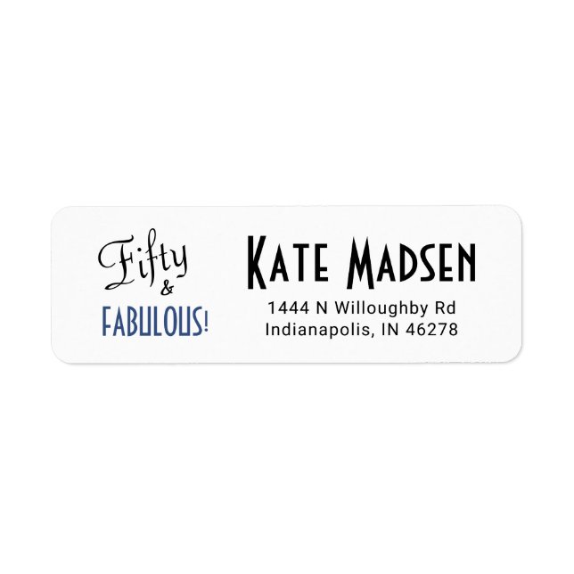 Fun Retro 50 & FABULOUS Script Typography Address (Front)