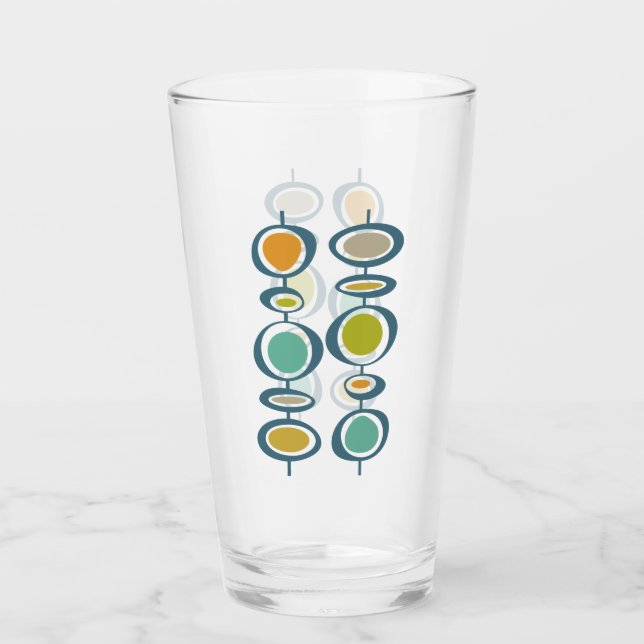 Fun Retro Abstract Circles 1950s Mid Century Glass (Front)