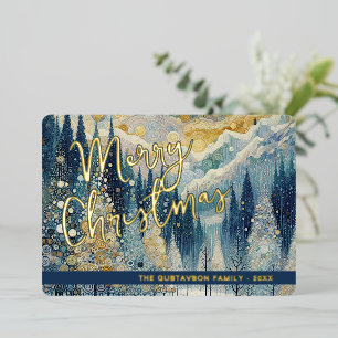 Fun Retro Abstract Winter Snow Wonderland Art Gold
