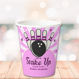 Fun Retro Bowling Birthday Girl Party Paper Cups