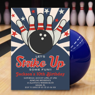 Fun Retro Bowling Party for Kids Invitation