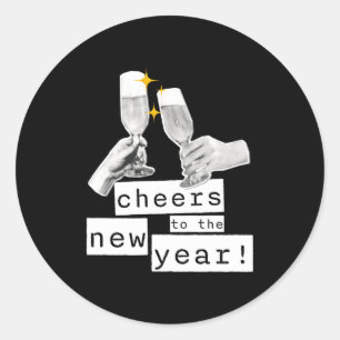 Fun Retro Cheers To The New Year Vintage Party Cel Classic Round Sticker