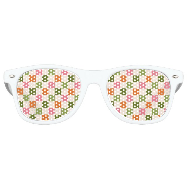 Fun Retro Chequerboard | Kids Birthday Favour Sunglasses (Front)