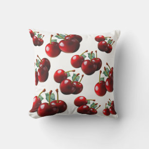 Fun Retro chic red Cherries Cushion