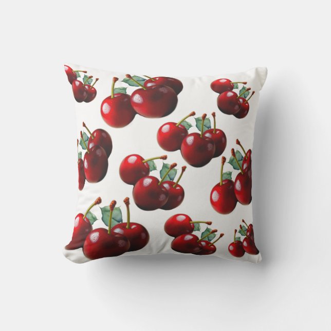 Fun Retro chic red Cherries  Cushion (Front)