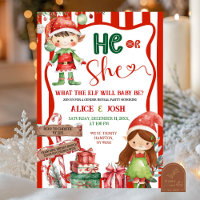 Fun Retro Christmas Elves Gender Reveal
