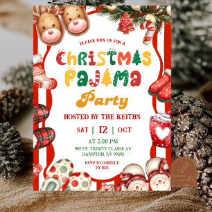 Fun Retro Christmas Pajama Party  Invitation