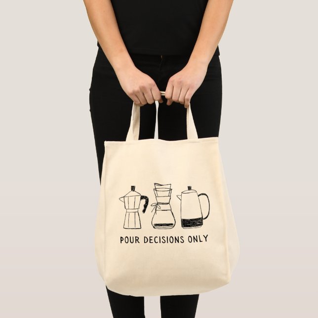 Fun Retro Coffee Lover Pour Decisions Monogram Tote Bag (Front (Product))