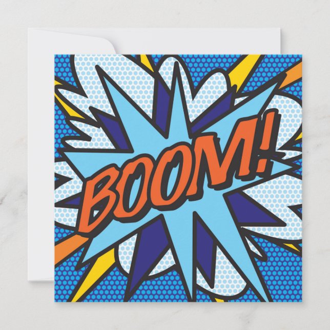 Fun Retro Comic Book BOOM Invitation (Front)