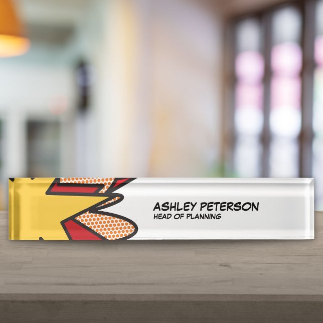 Fun Retro Comic Book Nameplate (Fun Retro Comic Book Desk Name Plate)
