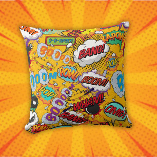 Fun Retro Comic Book Pop Art Explosions Cushion