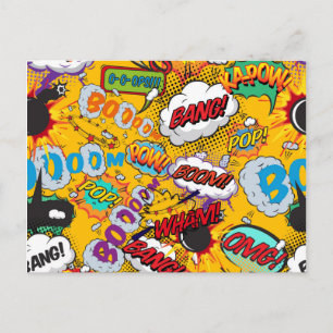 Fun Retro Comic Book Pop Art Explosions Postcard