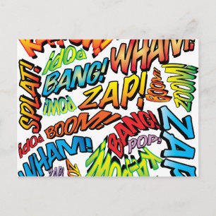 Fun Retro Comic Book Pop Art Sounds Postcard
