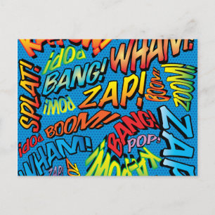 Fun Retro Comic Book Pop Art Sounds Postcard