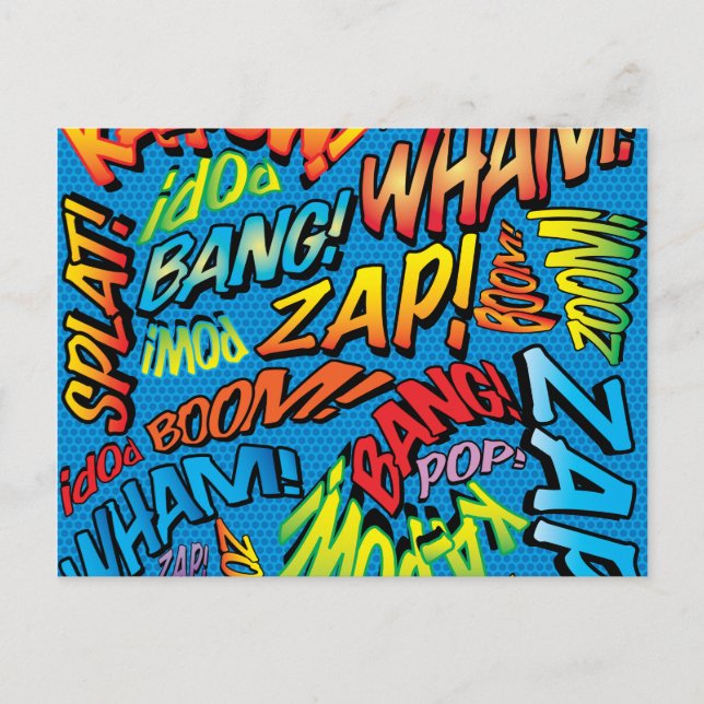 Fun Retro Comic Book Pop Art Sounds Postcard (Front)