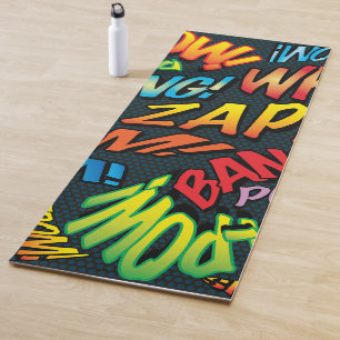 Fun Retro Comic Book Pop Art Sounds Yoga Mat