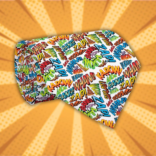 Fun Retro Comic Book Pop Art Tie (Fun Colorful Comic Book Pop Art Typographic Tie)