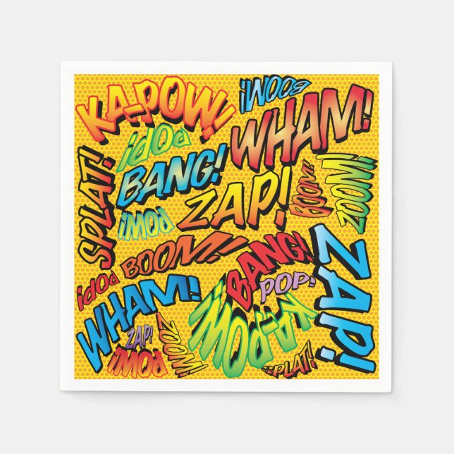 Fun Retro Comic Book Sounds Napkin (Front)