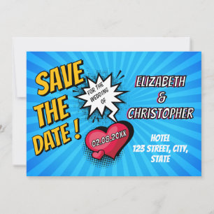 Fun retro Comic book wedding save the date  Invitation