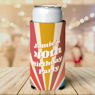 Fun Retro Custom 40th Birthday Vintage Photo Seltzer Can Cooler