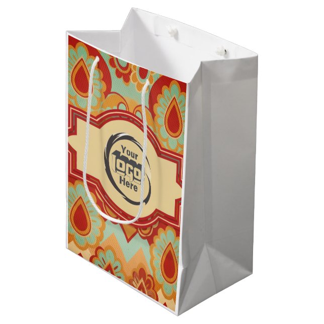 Fun Retro Custom 'you logo here"  Medium Gift Bag (Front Angled)