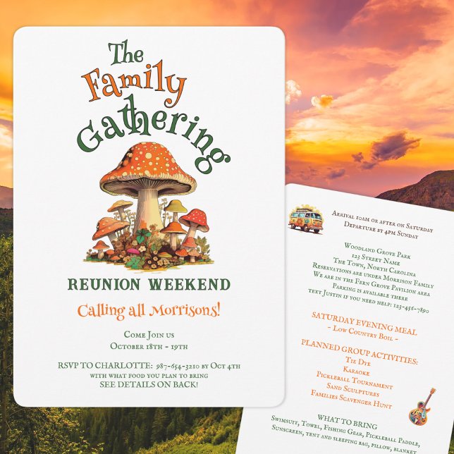 Fun Retro Family Gathering Reunion Weekend Invitation (Creator Uploaded)