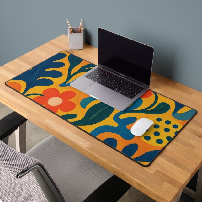 Fun Retro Garden Collage Pattern Motif Desk Mat (Office 2)