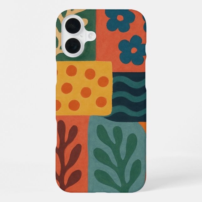 Fun Retro Garden Collage Pattern Motif iPhone Case (Back)