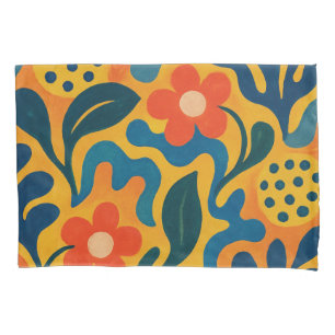 Fun Retro Garden Collage Pattern Motif Pillowcase