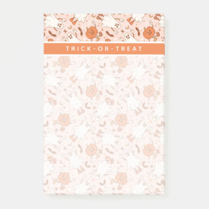 Fun Retro Ghost & Jack-O-Lantern Pattern Post-it Notes