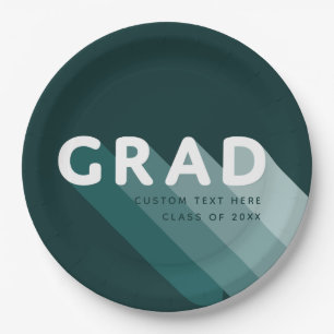 Fun Retro Green White Graduation Party Paper Plate