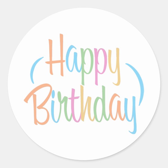 Fun Retro Happy Birthday Classic Round Sticker (Front)