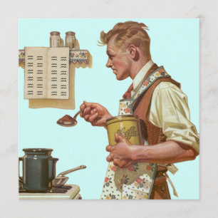 Fun Retro Making Coffee Retirement Invitations