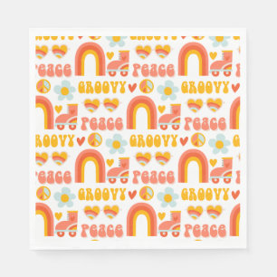 Fun retro Modern hippie sayings and rainbow Napkin