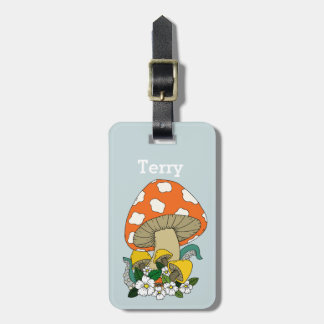 Fun Retro Mushroom  Luggage Tag