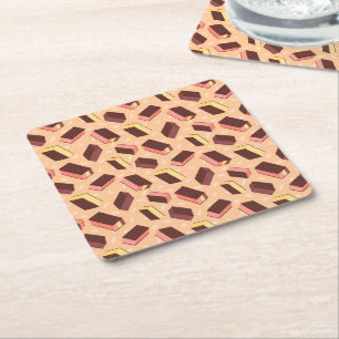 Fun Retro Neapolitan Ice Cream Sandwich Square Paper Coaster