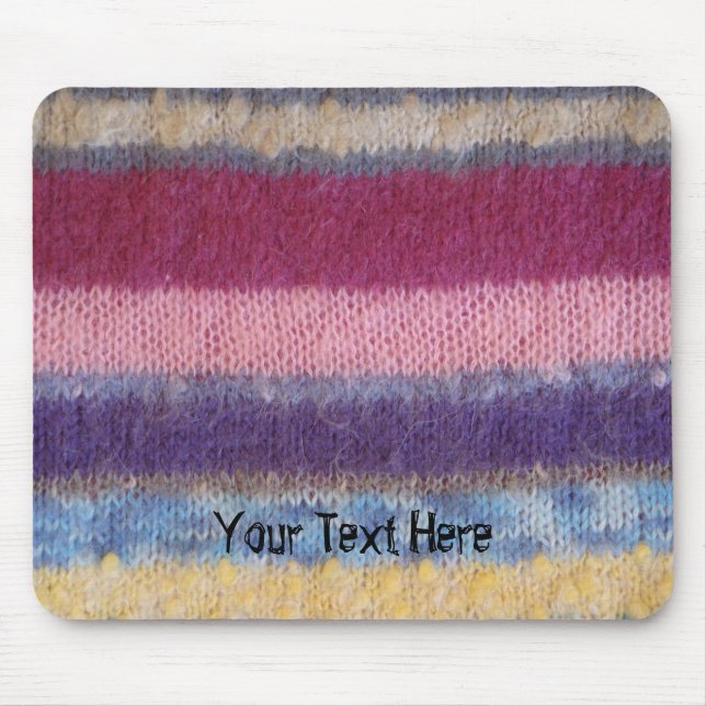 fun retro pattern colorful knitted stripes mouse pad (Front)