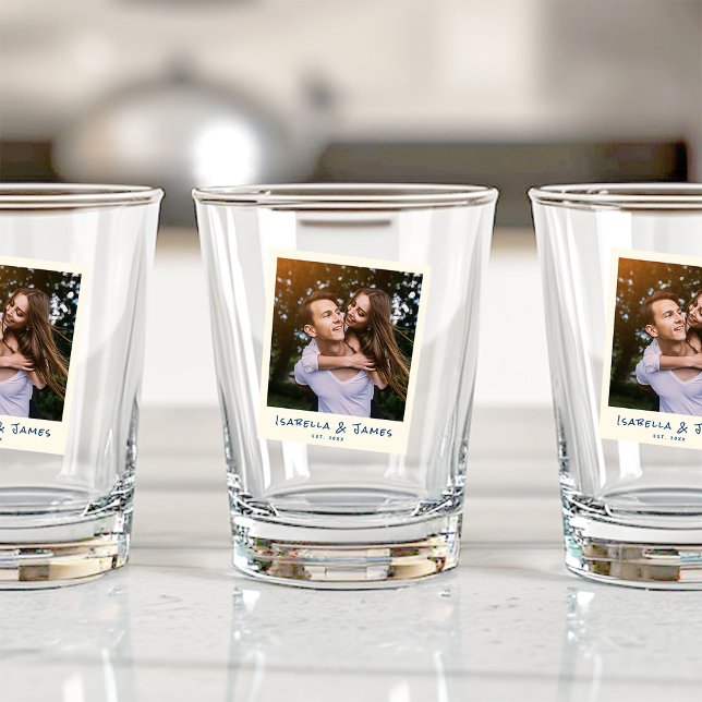 Fun Retro Photo Frame Wedding Engagement Party Shot Glass (Creator Uploaded)
