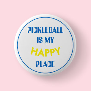 Fun Retro Pickleball Is My Happy Place 6 Cm Round Badge